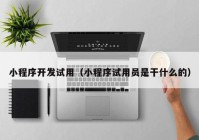 小程序开发试用（小程序试用员是干什么的）